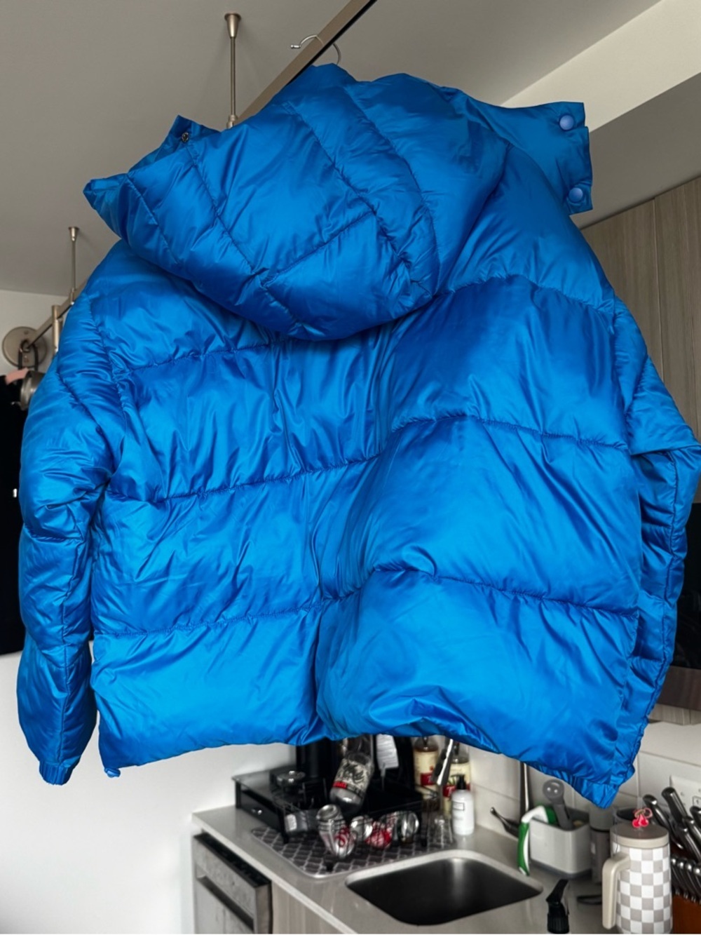 NVLT NWT Wonder Puff Cropped Puffer Jacket XL Detachable Hood Ocean - Picture 11 of 15
